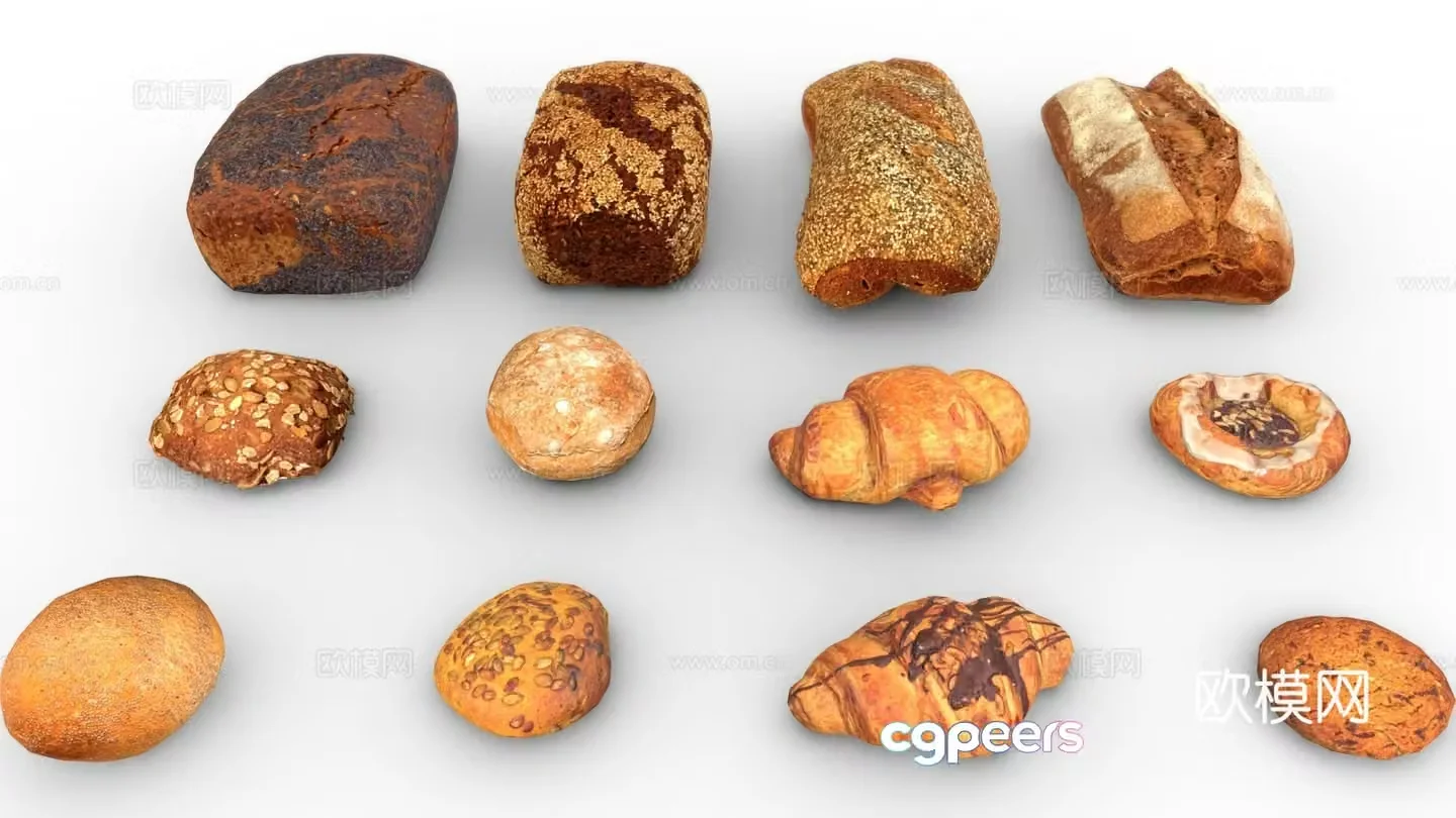 bread baked goods 3d model