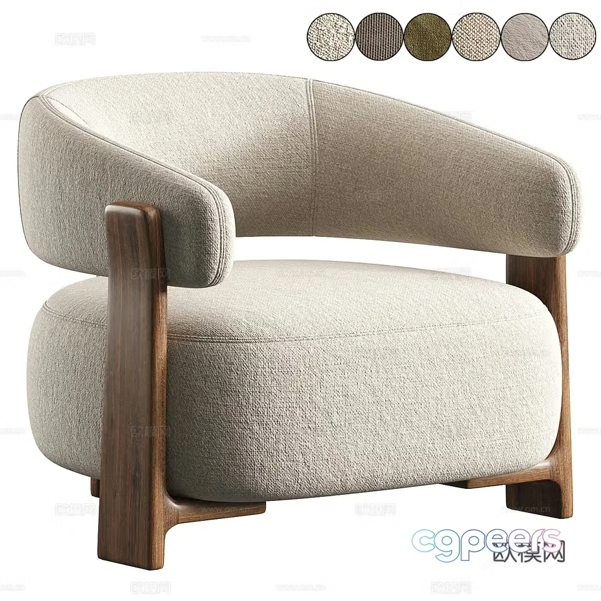 New Chinese style fabric leisure chair 3D model