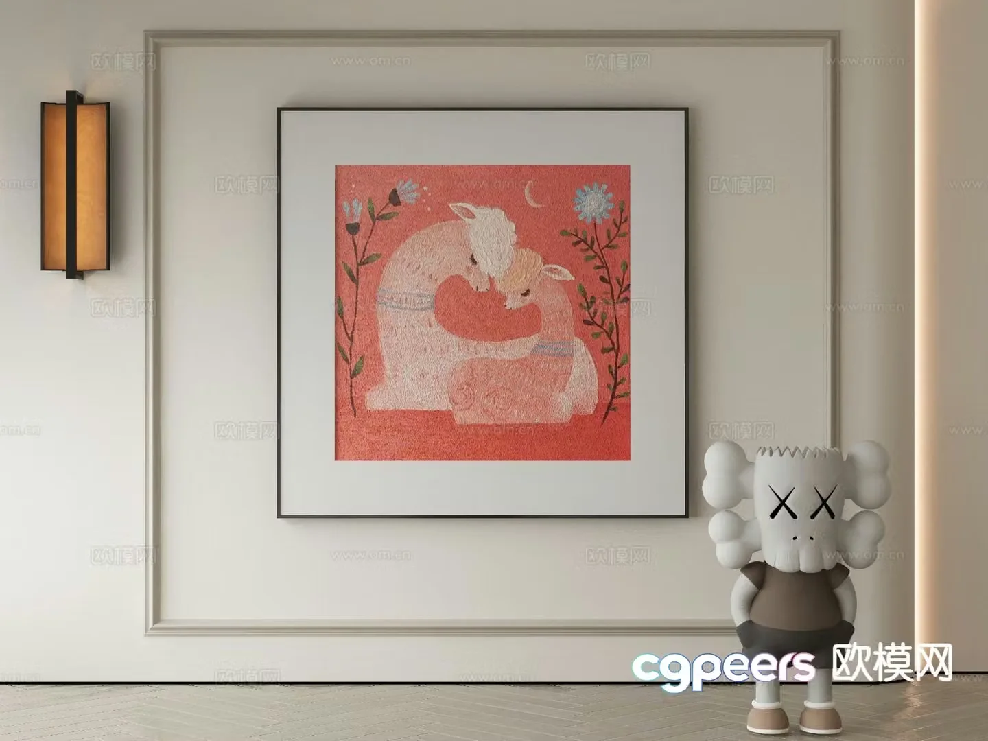 Modern decorative painting cartoon hanging painting 3d model
