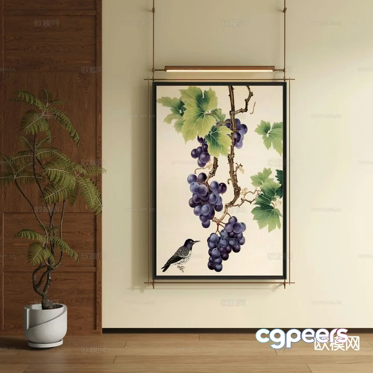 New Chinese style decorative painting art painting hanging painting 3d model