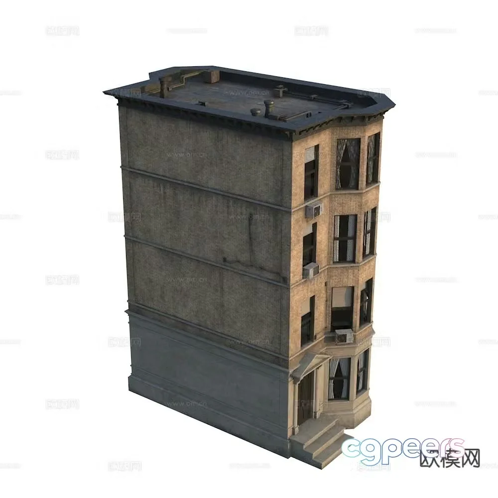 American residential building Western architecture New York building exterior 3d model