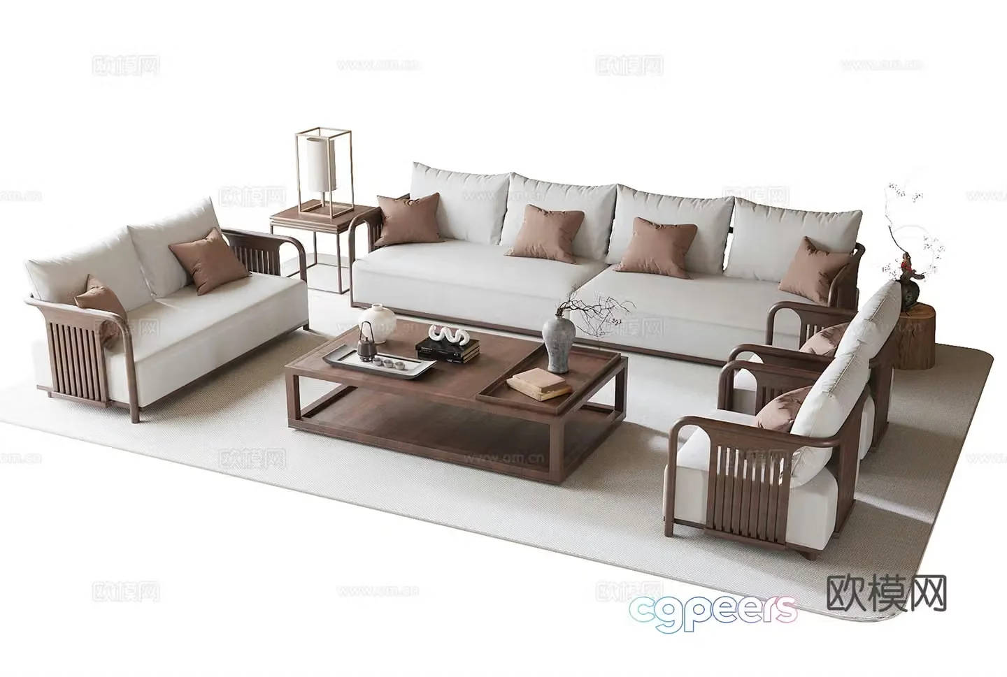 New Chinese sofa coffee table combination 3D model