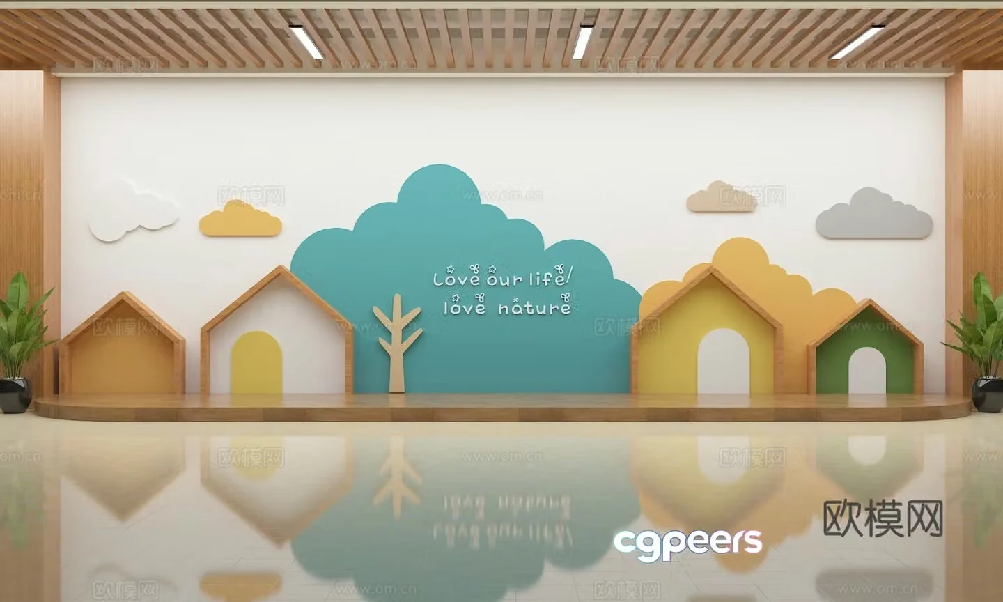 Kindergarten cultural wall 3d model