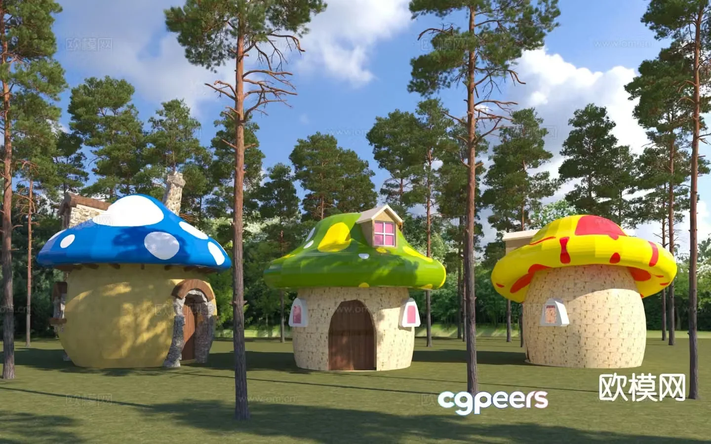 Modern mushroom tree house sketch mushroom sketch 3d model