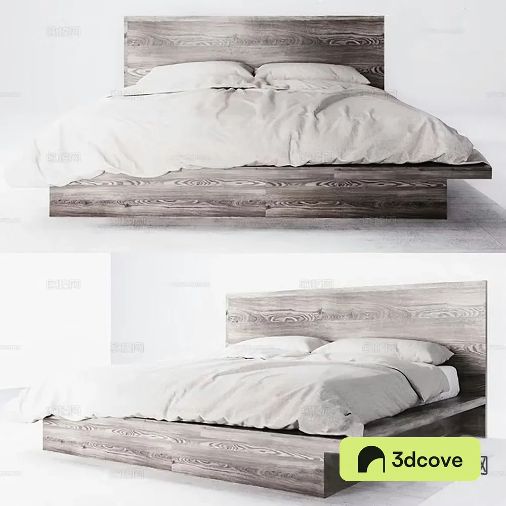Log style double bed