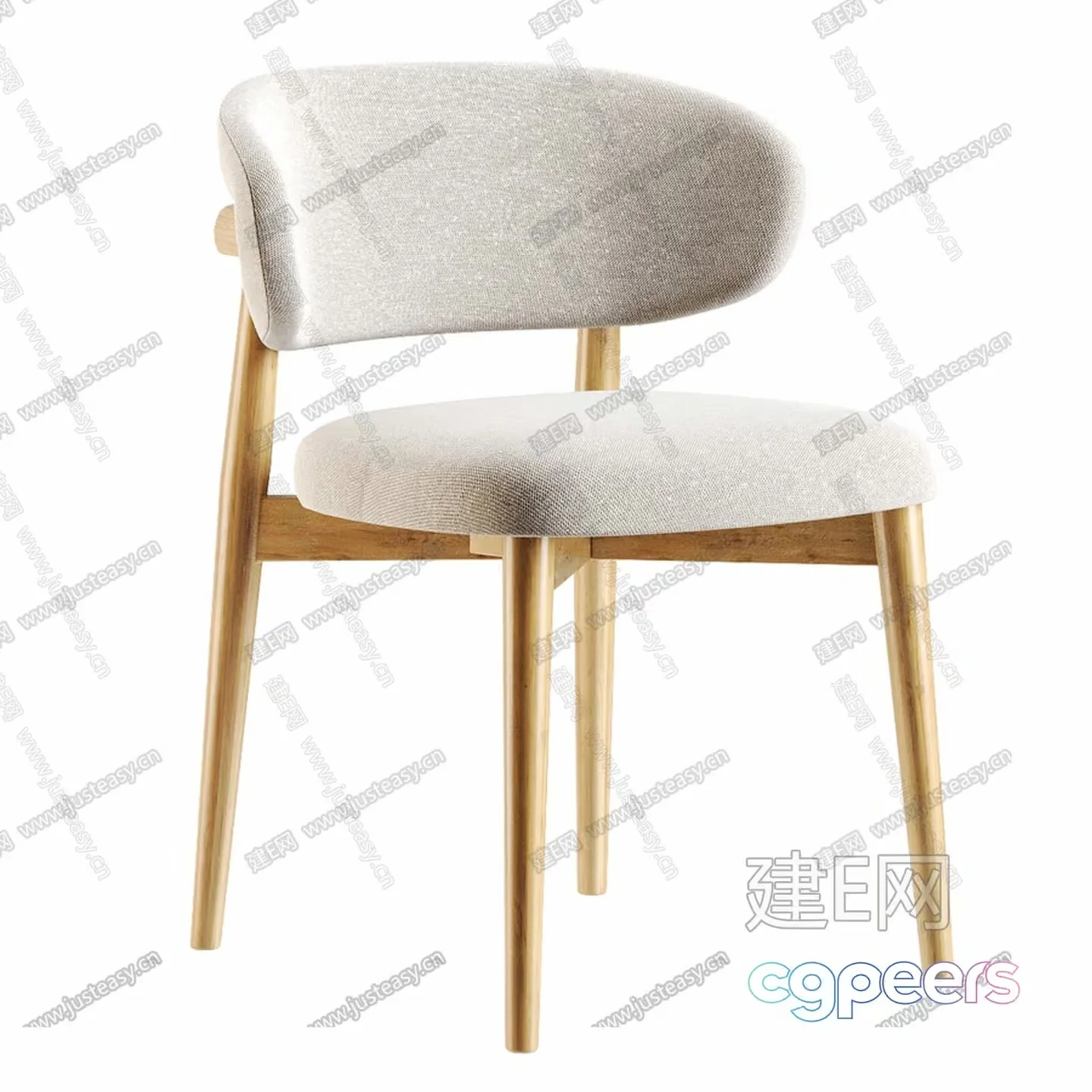 Wooden Chair With White Cushion 3D Model – 2124 – VRAY Render