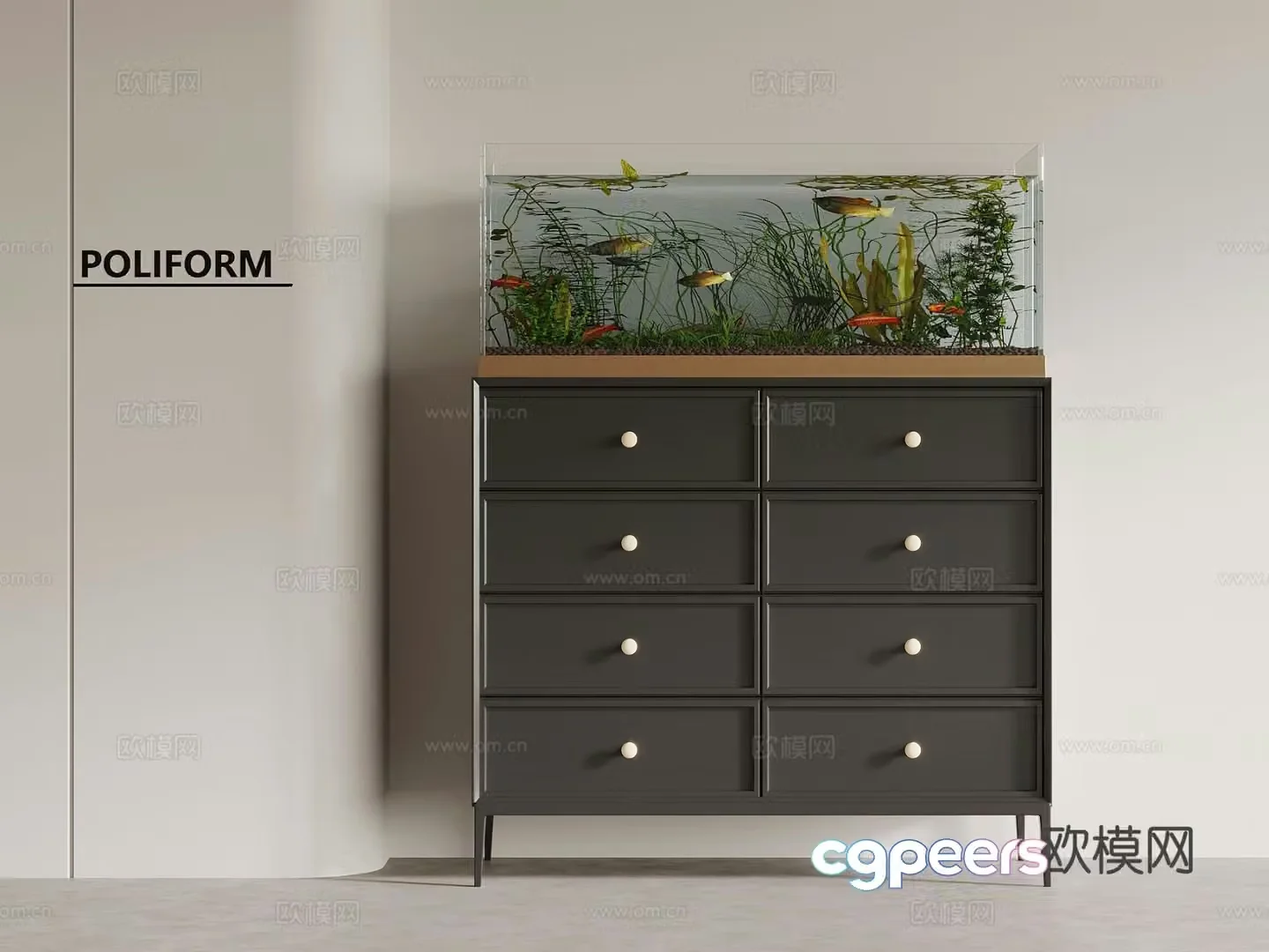 French chest of drawers 3D model
