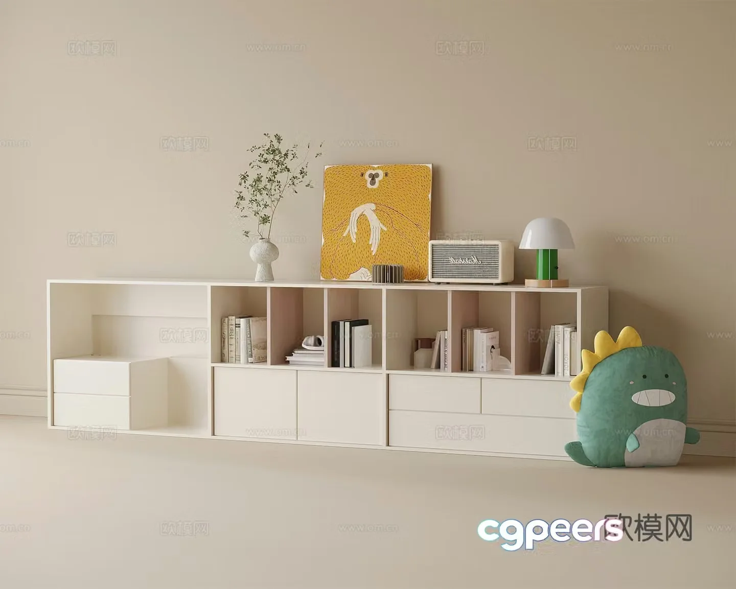 Modern children’s bookcase short bookcase decorative cabinet 3D model
