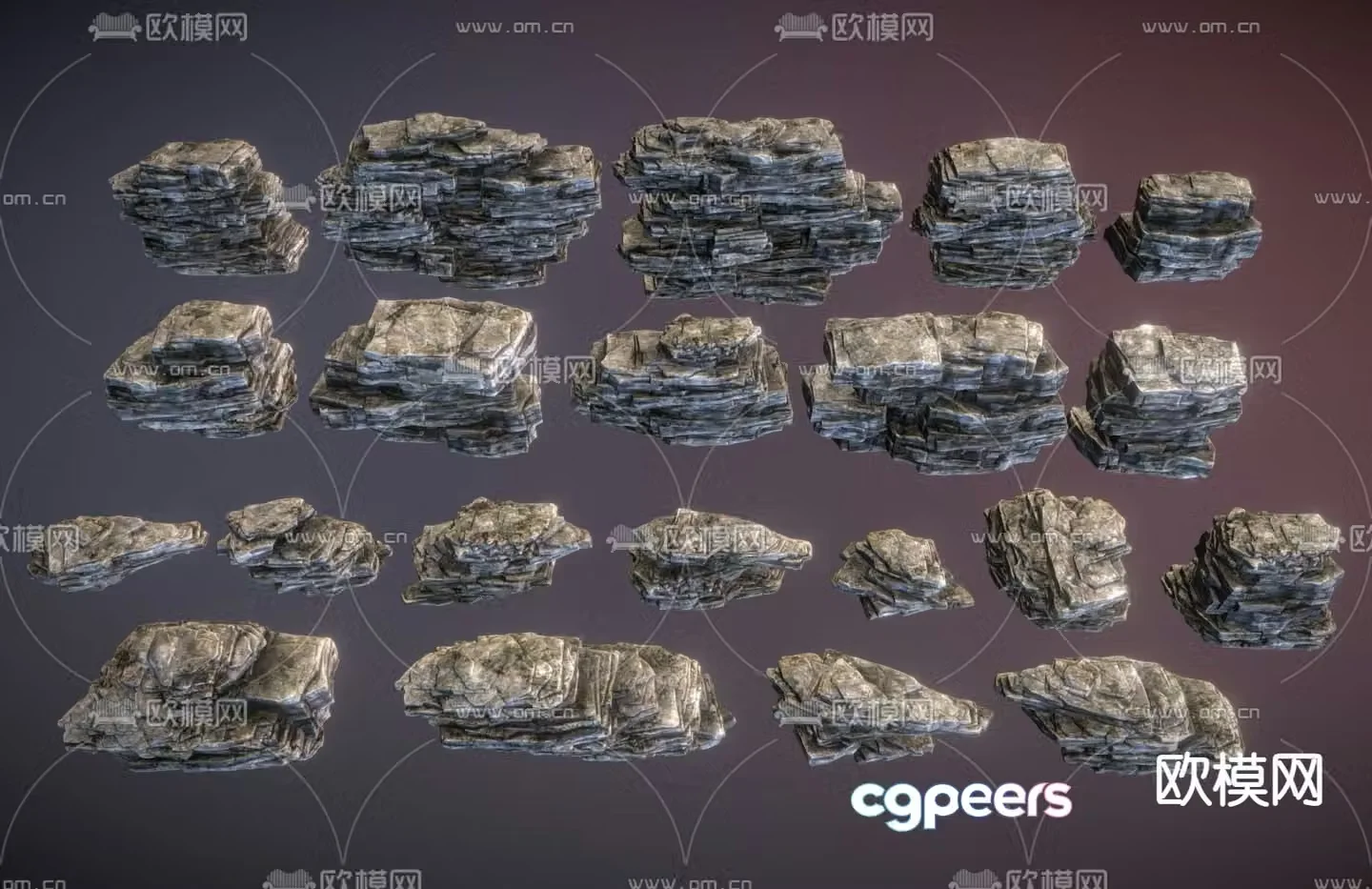 stone stones landscape stone rockery 3d model