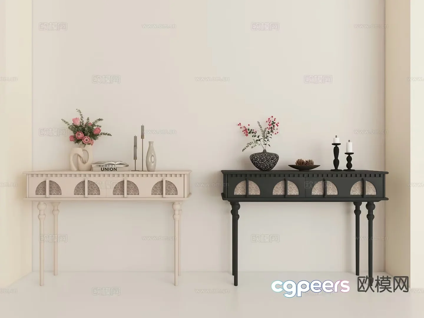 Traditional Console Tables 3D Model – 8332 – VRAY Render
