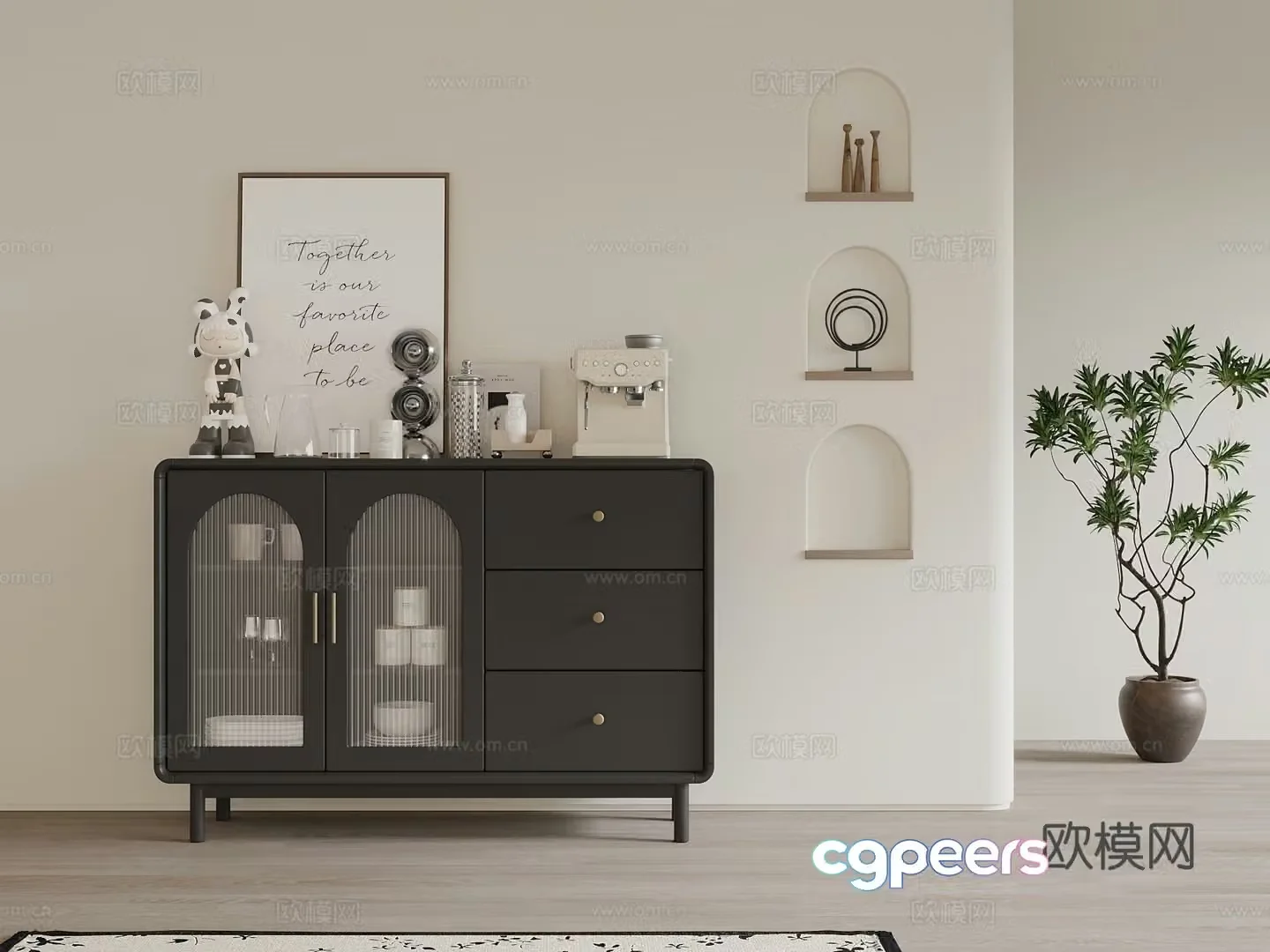 French entrance cabinet 3D model