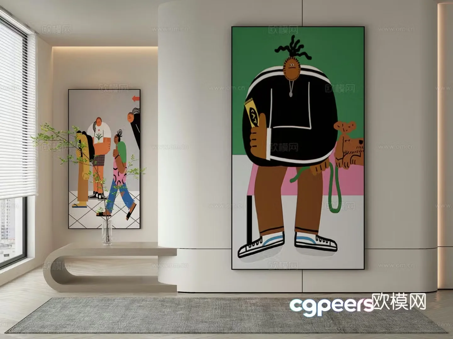 Modern cartoon painting decorative painting 3d model