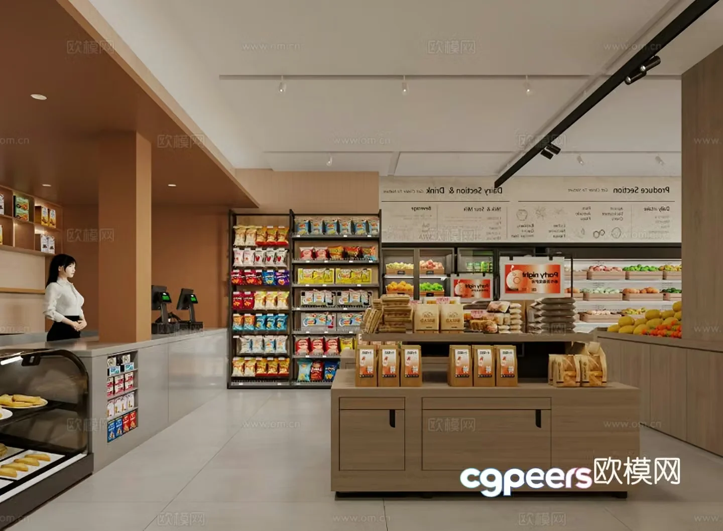 Modern fruit shop snack shop 3d model