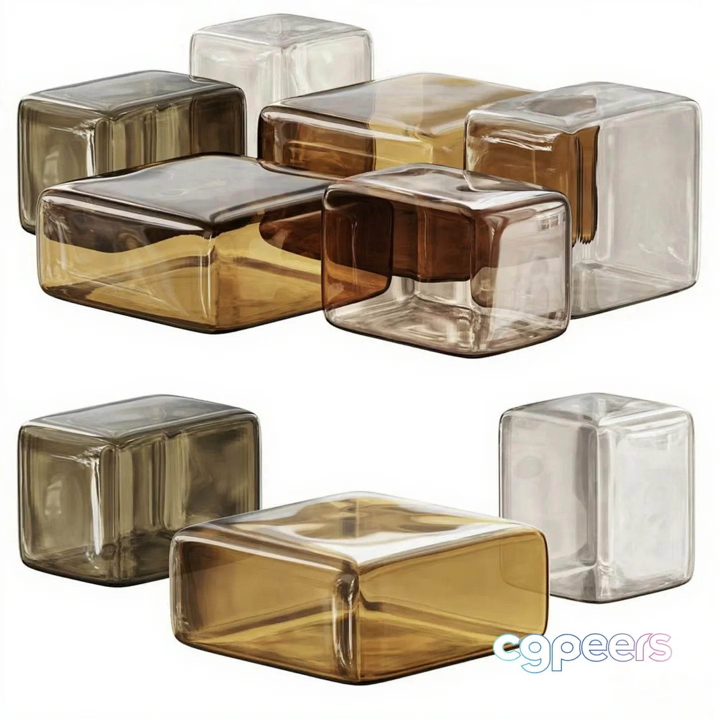 Transparent Glass Cubes 3D Model – 6981 – CORONA Render