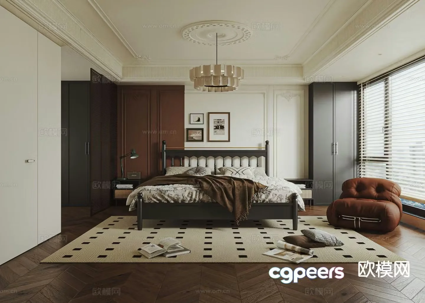 French retro bedroom master bedroom 3d model