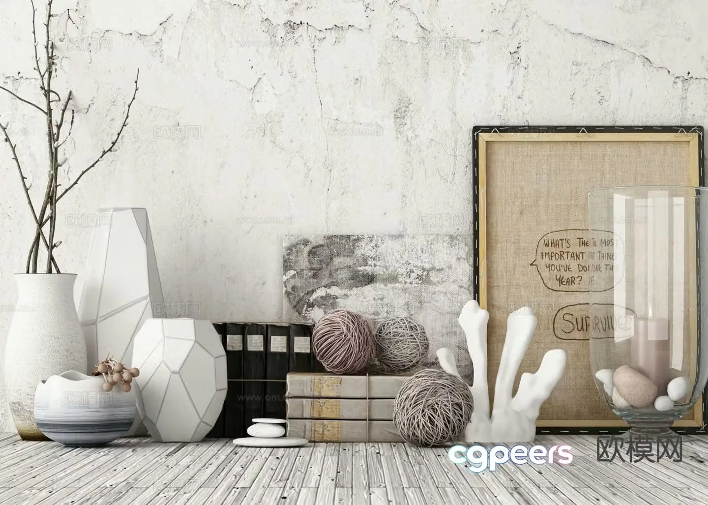 Industrial style decorations handicrafts books 3D model