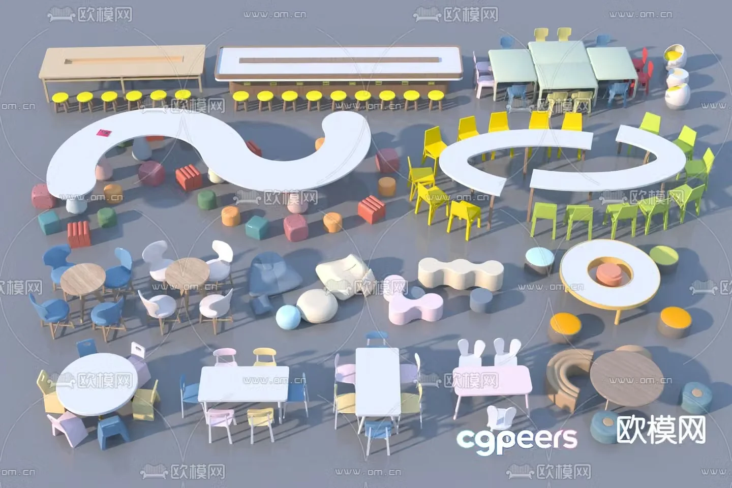Children’s tables and chairs game tables and chairs 3d model