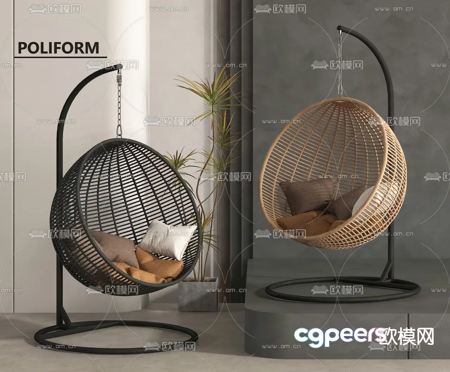 Outdoor swing chair hanging chair outdoor rocking chair 3d model