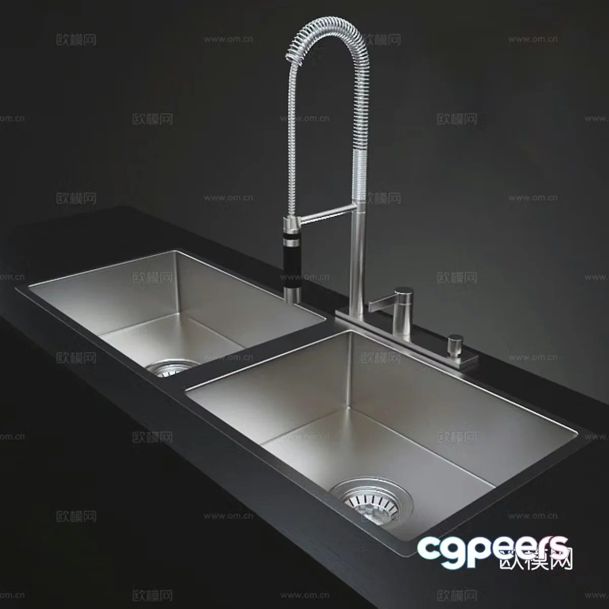 Stainless steel sink Vegetable washing faucet High pressure pullable tapping faucet 3D model