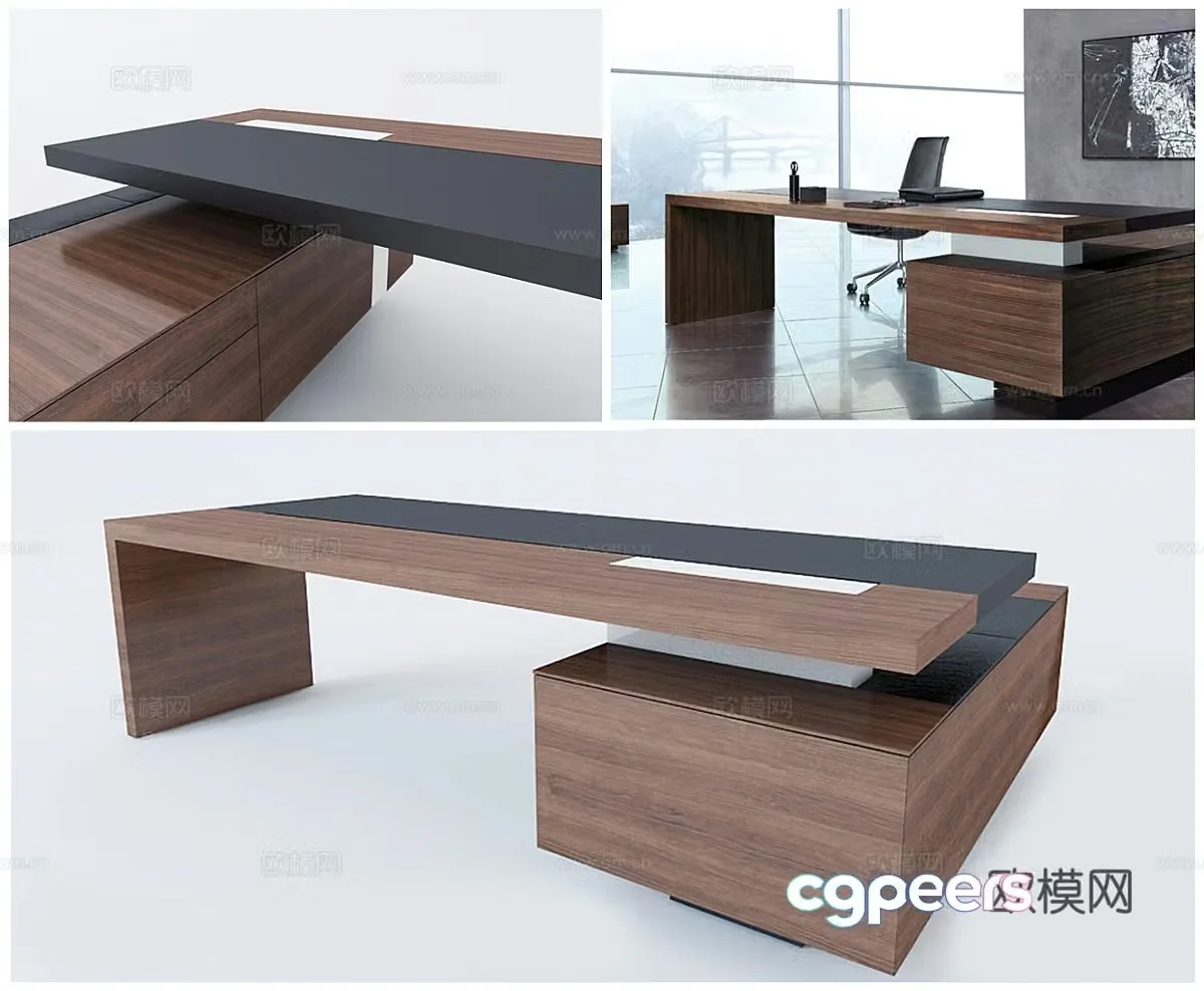 Modern office desk office desk boss desk 3d model