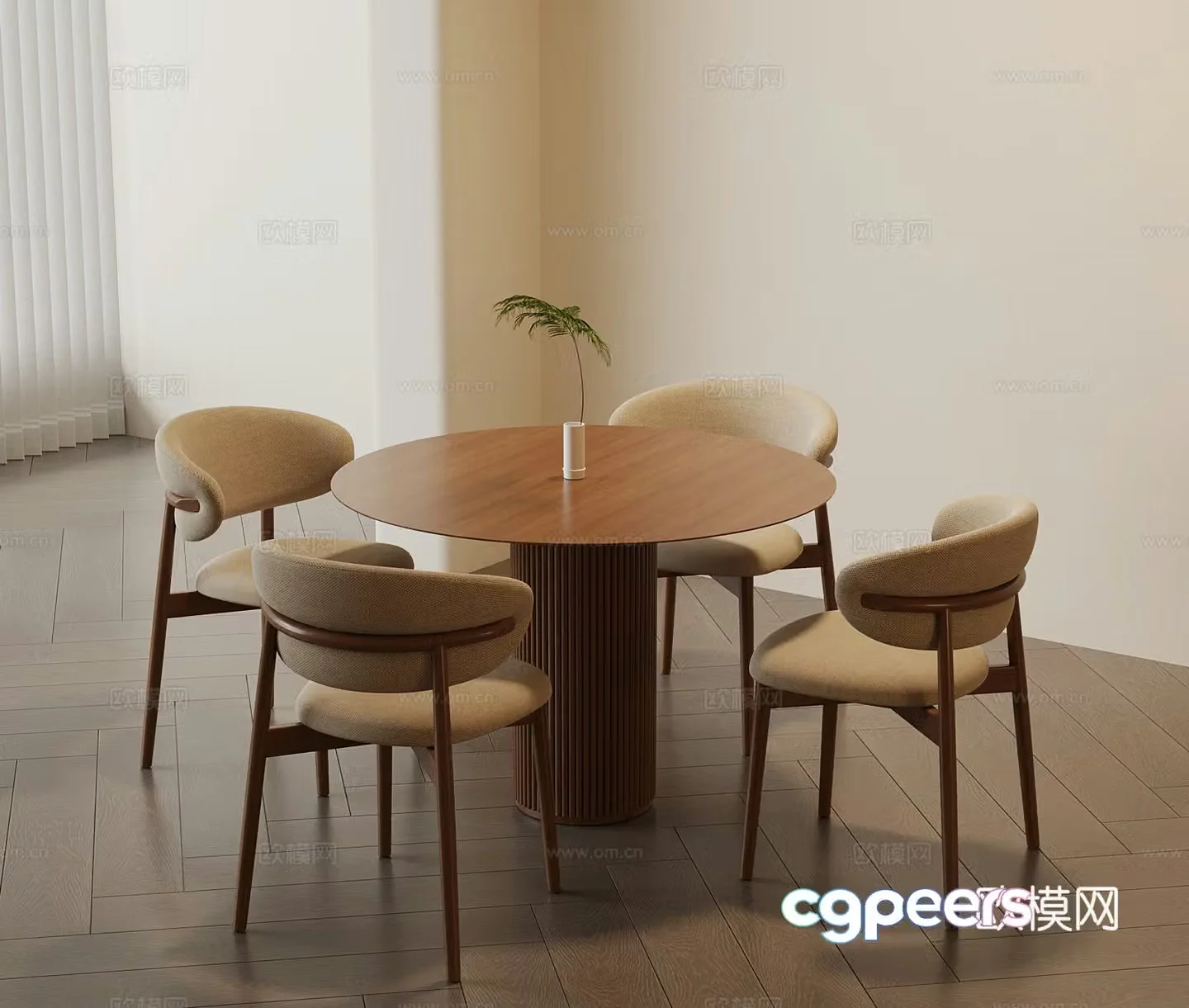 Modern dining table and chair negotiation table and chair 3D model