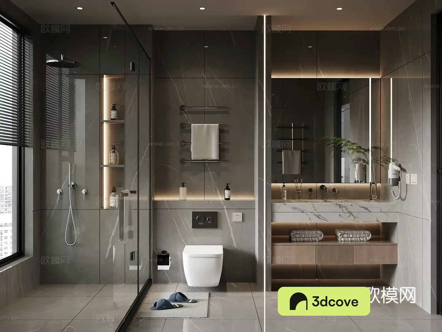 Modern Italian bathroom cabinet toilet shower room