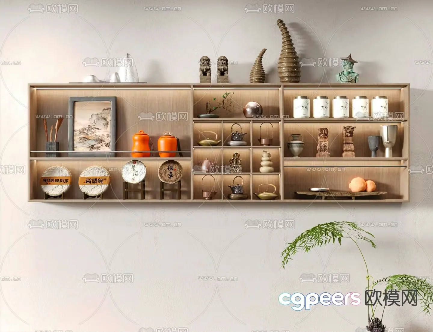 New Chinese style tea set tea cup tea cake 3d model