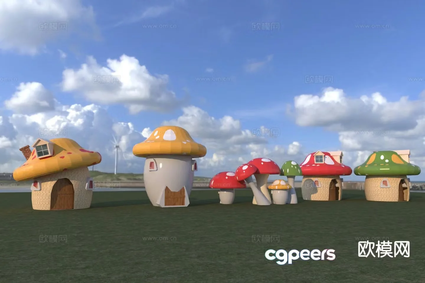 Modern mushroom tree house mushroom sketch 3d model