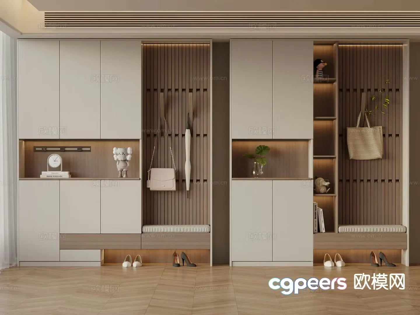 Modern entrance shoe cabinet 3d model
