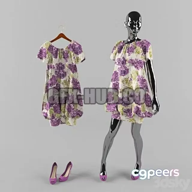 3ds Max Free – dress on a mannequin on a hanger