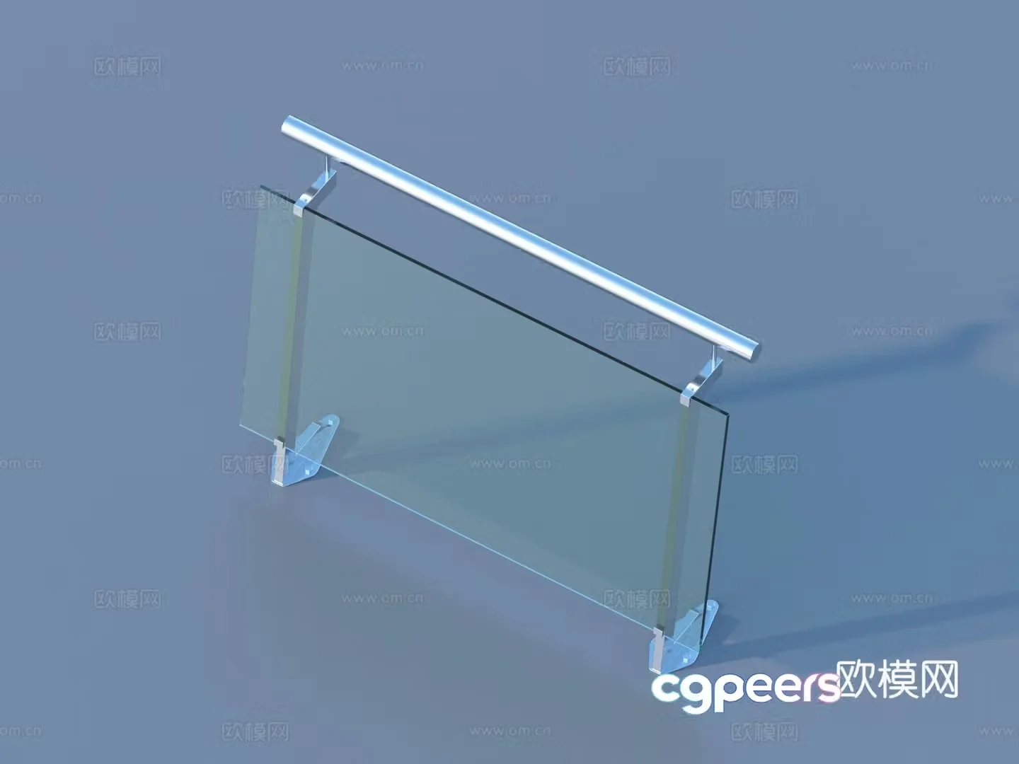 Glass railing guardrail 3d model