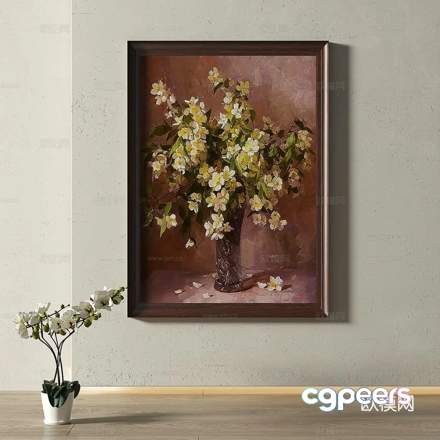 Retro medieval modern oil painting light luxury French simple European classical decorative painting 3d model