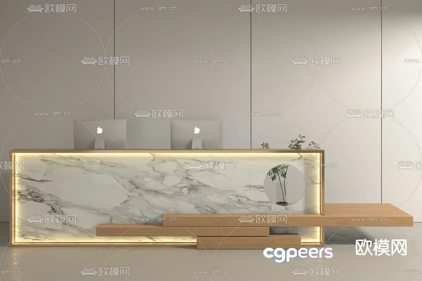 Modern front desk reception desk service desk 3d model