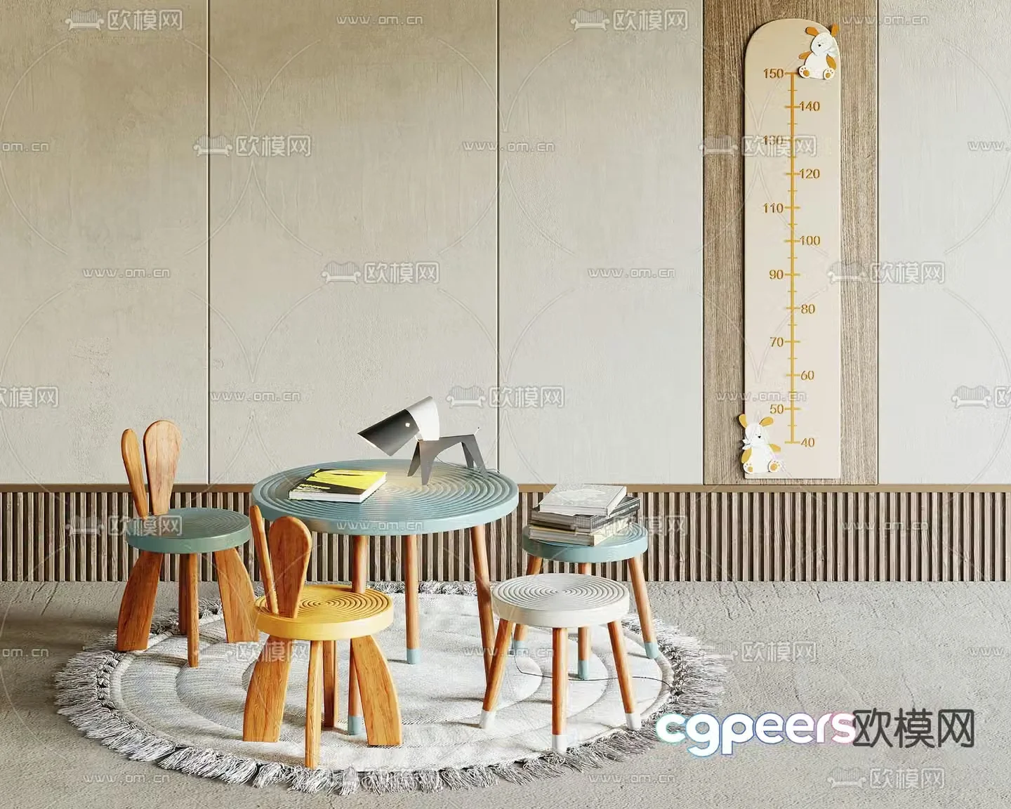 Modern children’s table and chair 3d model