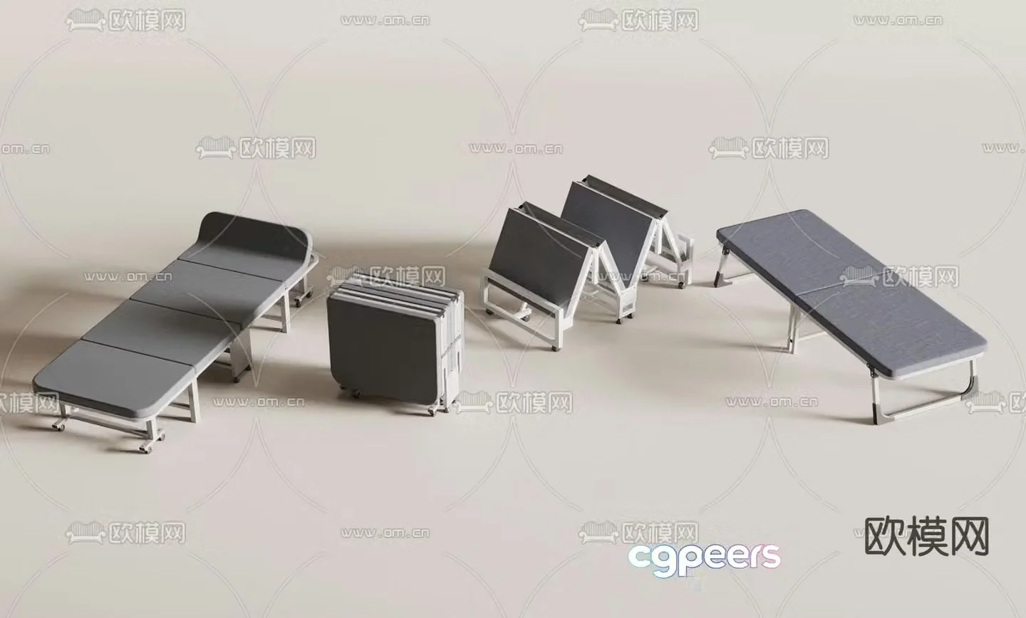 Single bed lunch bed folding bed 3d model