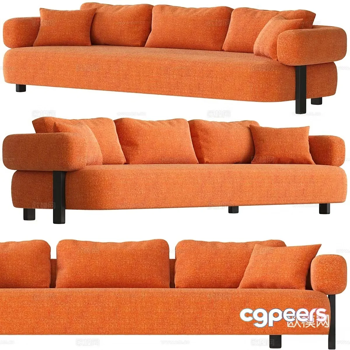 Modern three-seat sofa 3d model