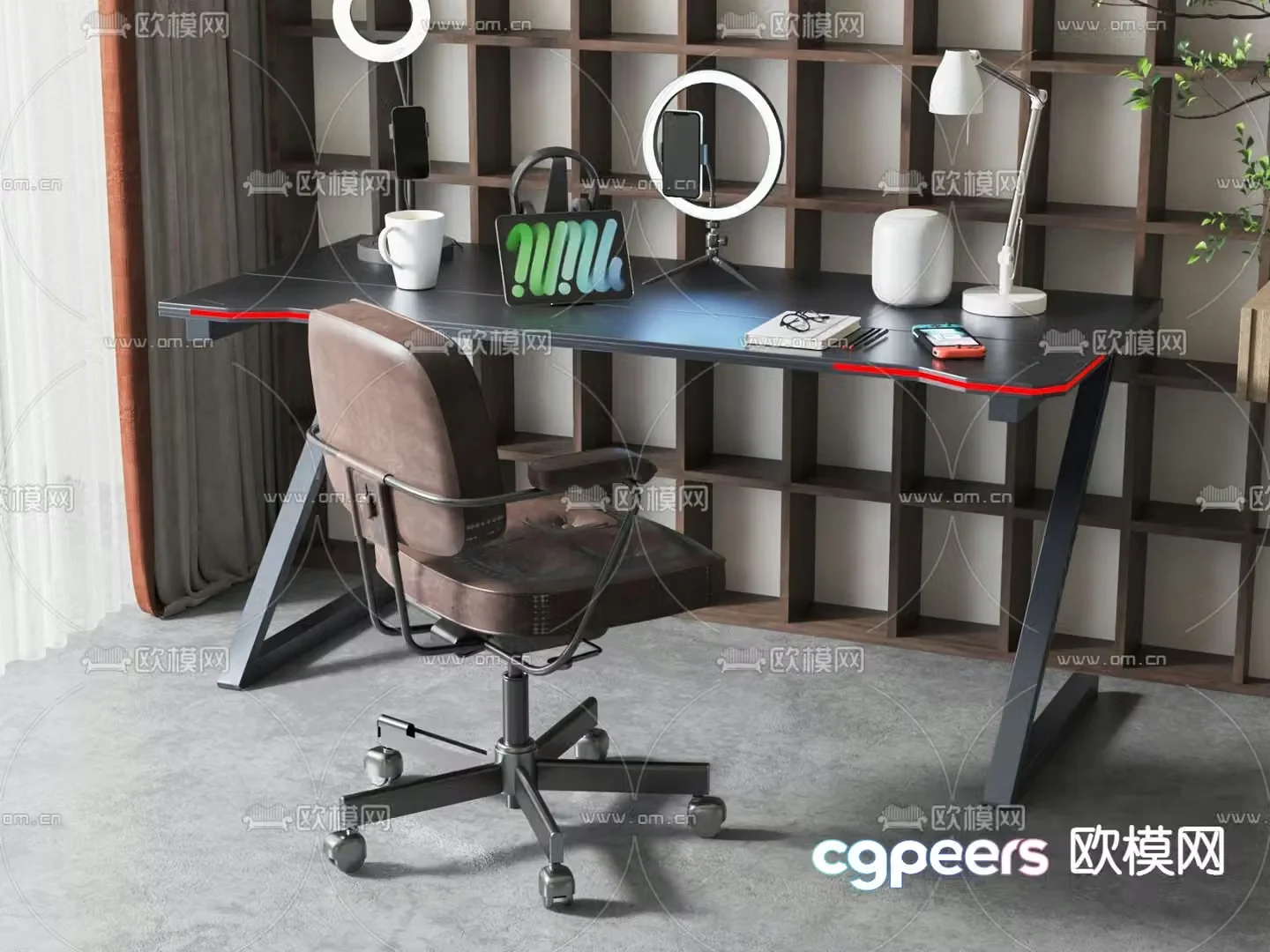 Office desk and chair live table 3d model