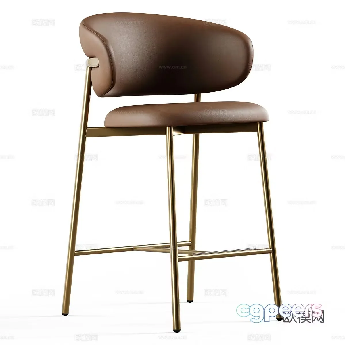 Modern Italian leather bar chair 3d model