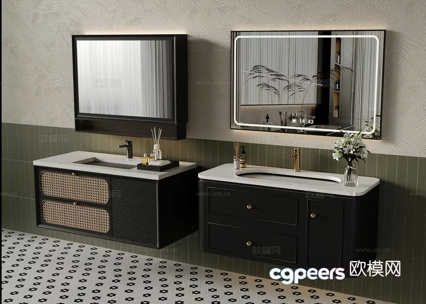 French bathroom cabinet bathroom cabinet combination 3D model