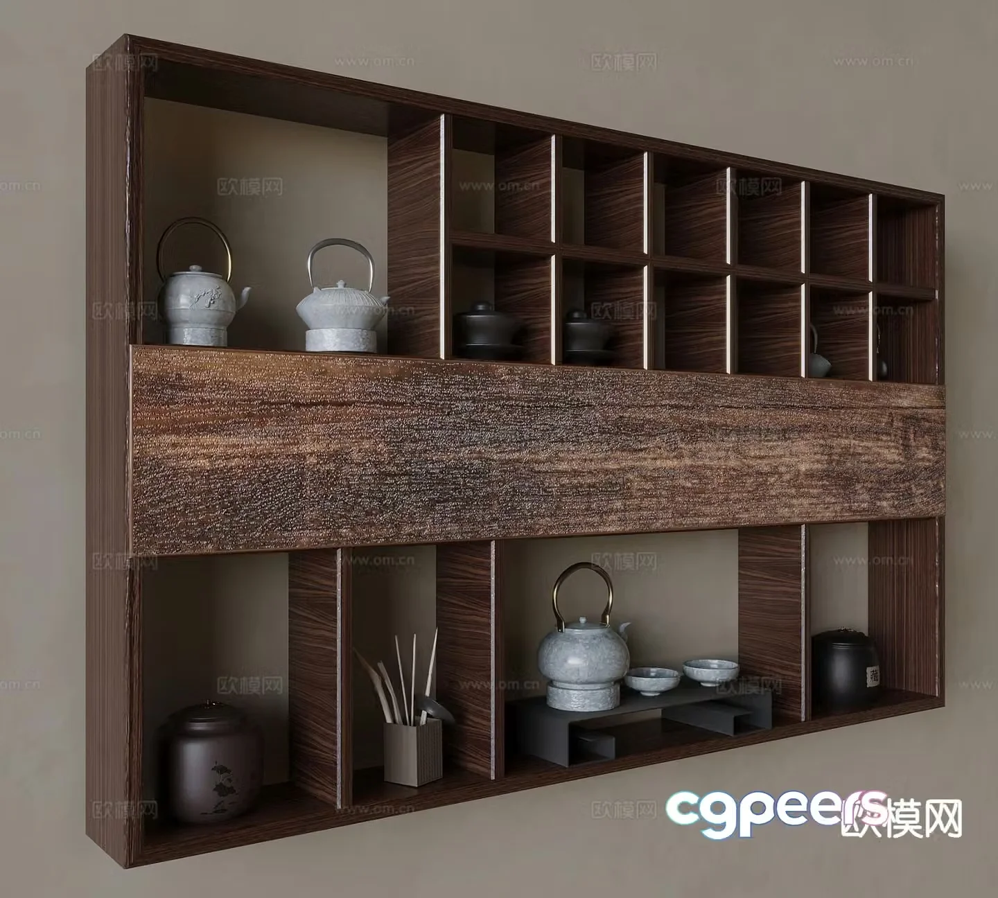 New Chinese style tea cabinet tea set storage rack 3d model