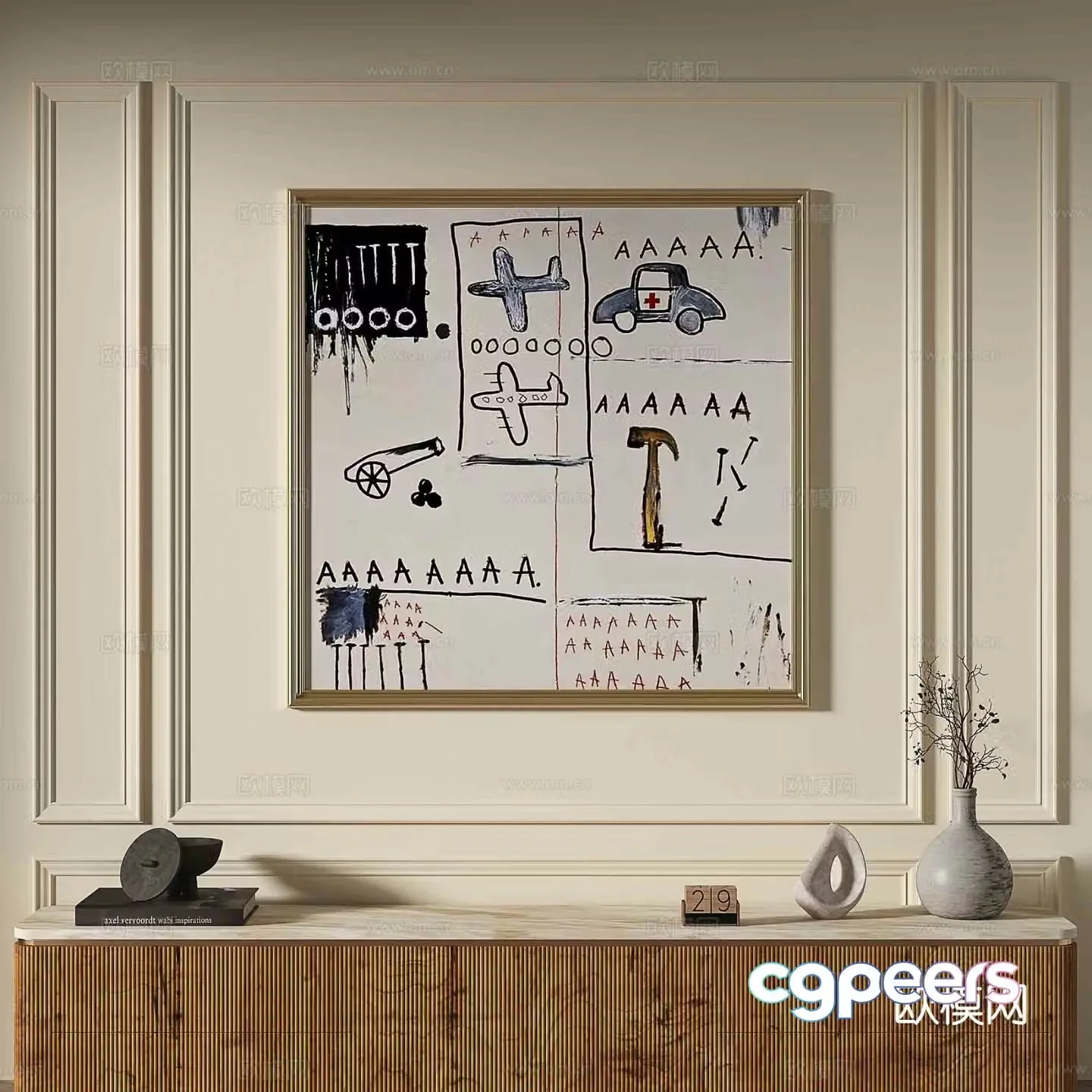 French cartoon painting decorative painting 3d model