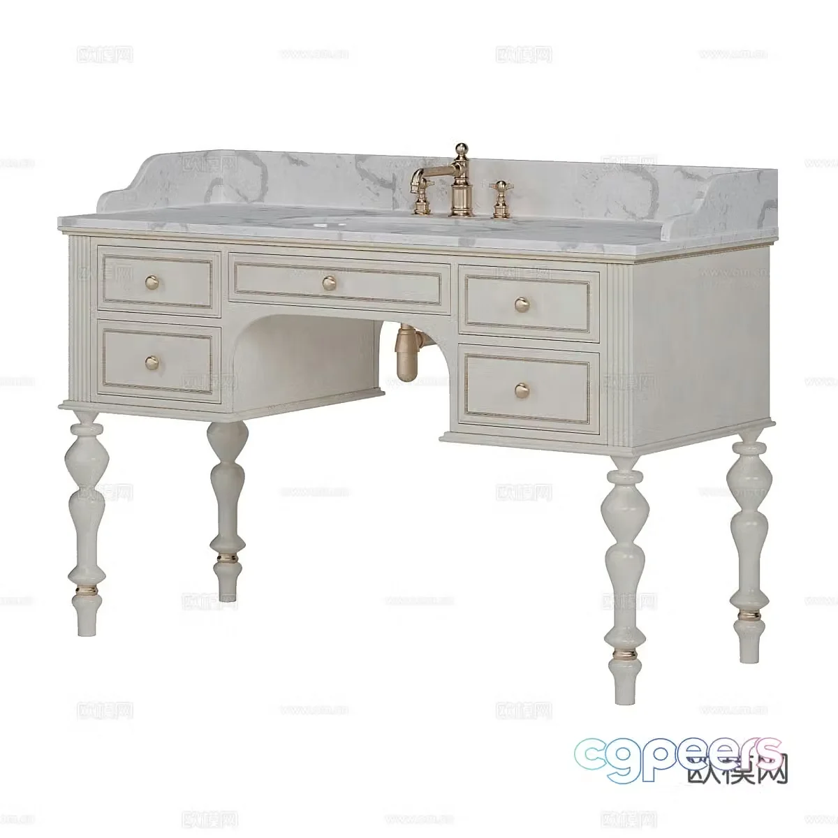 French simple hand wash basin Basin Simple hand wash basin 3D model