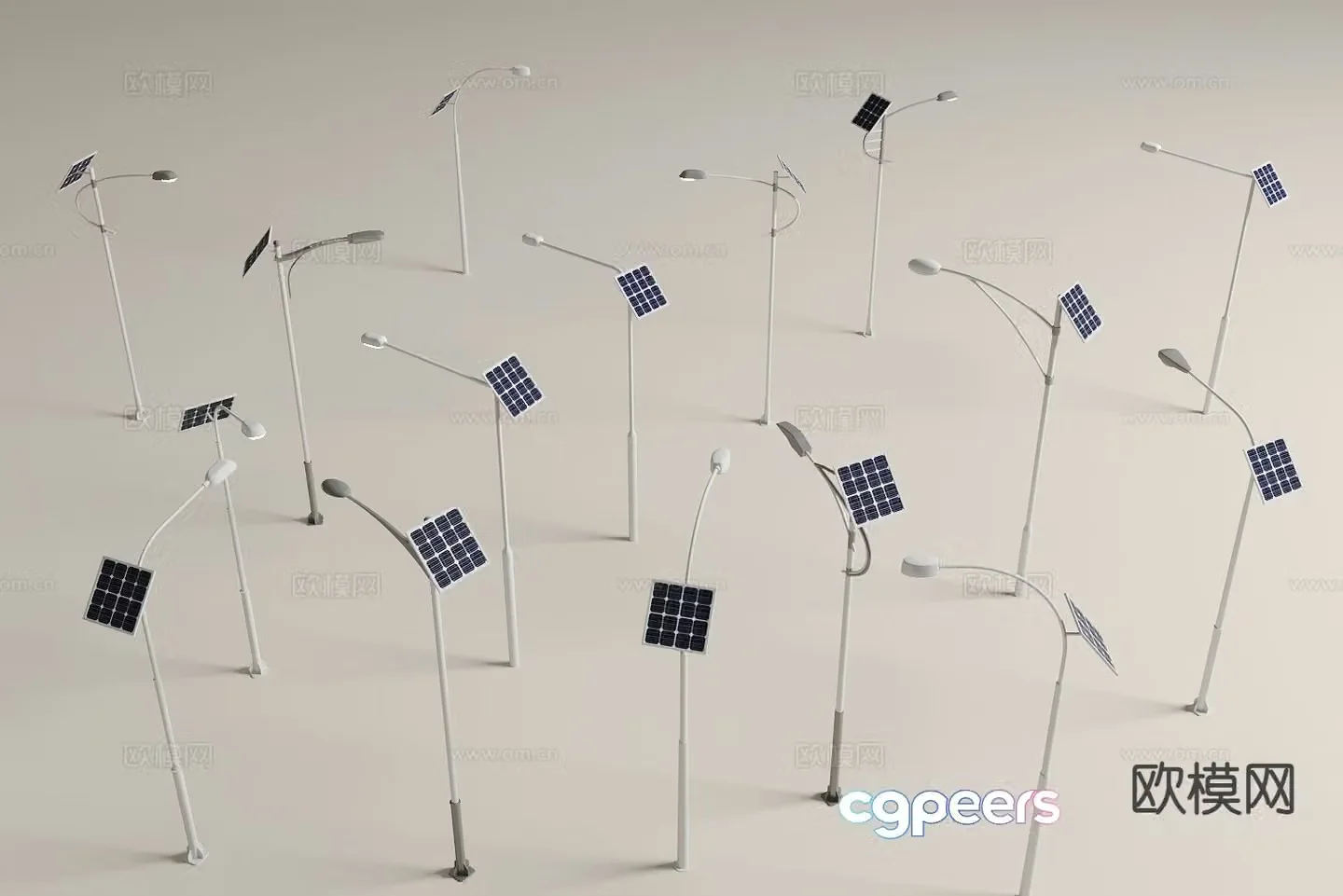 Modern solar street light outdoor light solar garden light 3d model
