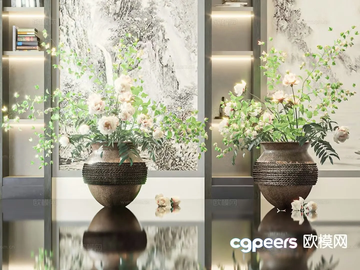 modern vase floral arrangement flowers flower arrangement 3d model