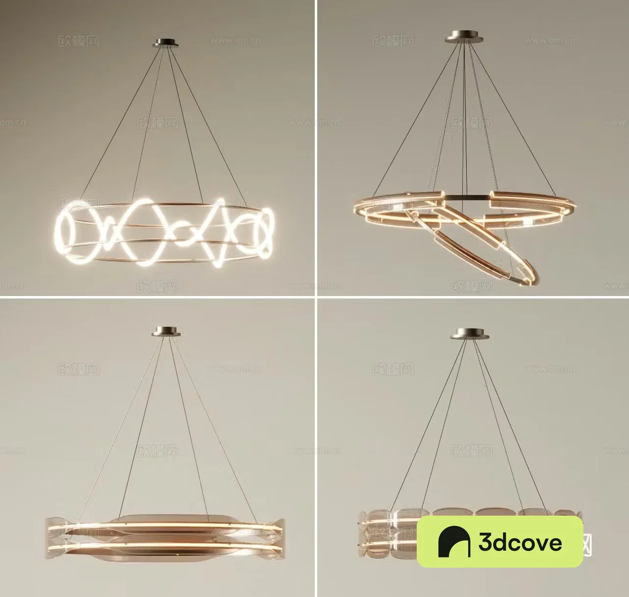 Light luxury chandelier glass chandelier ring chandelier