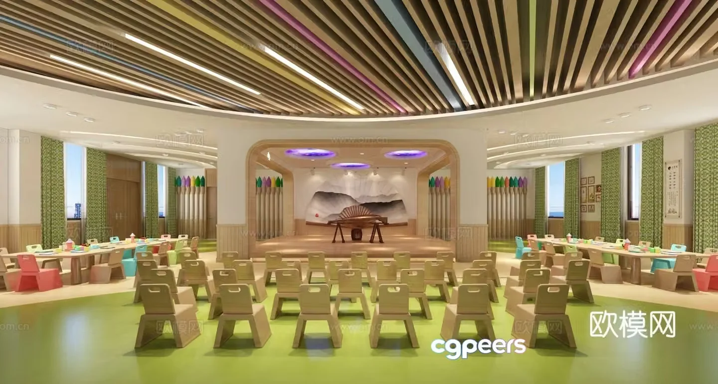 Modern kindergarten stage 3d model