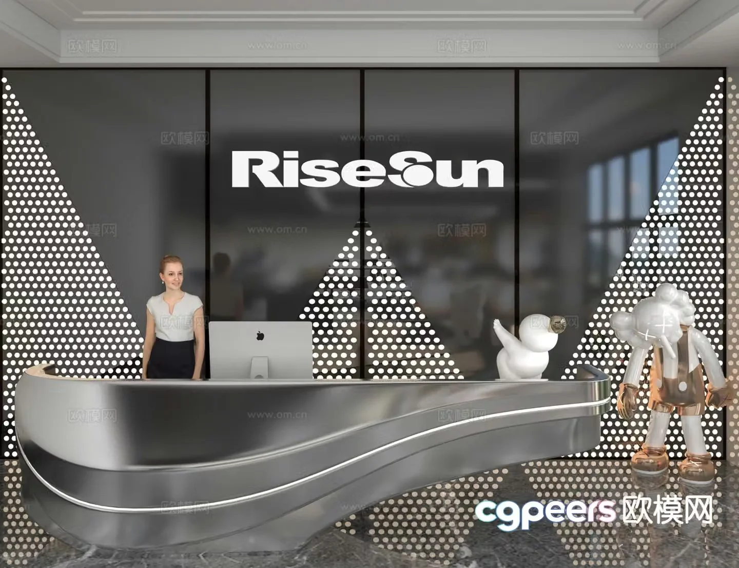 Modern front desk reception desk service desk 3d model