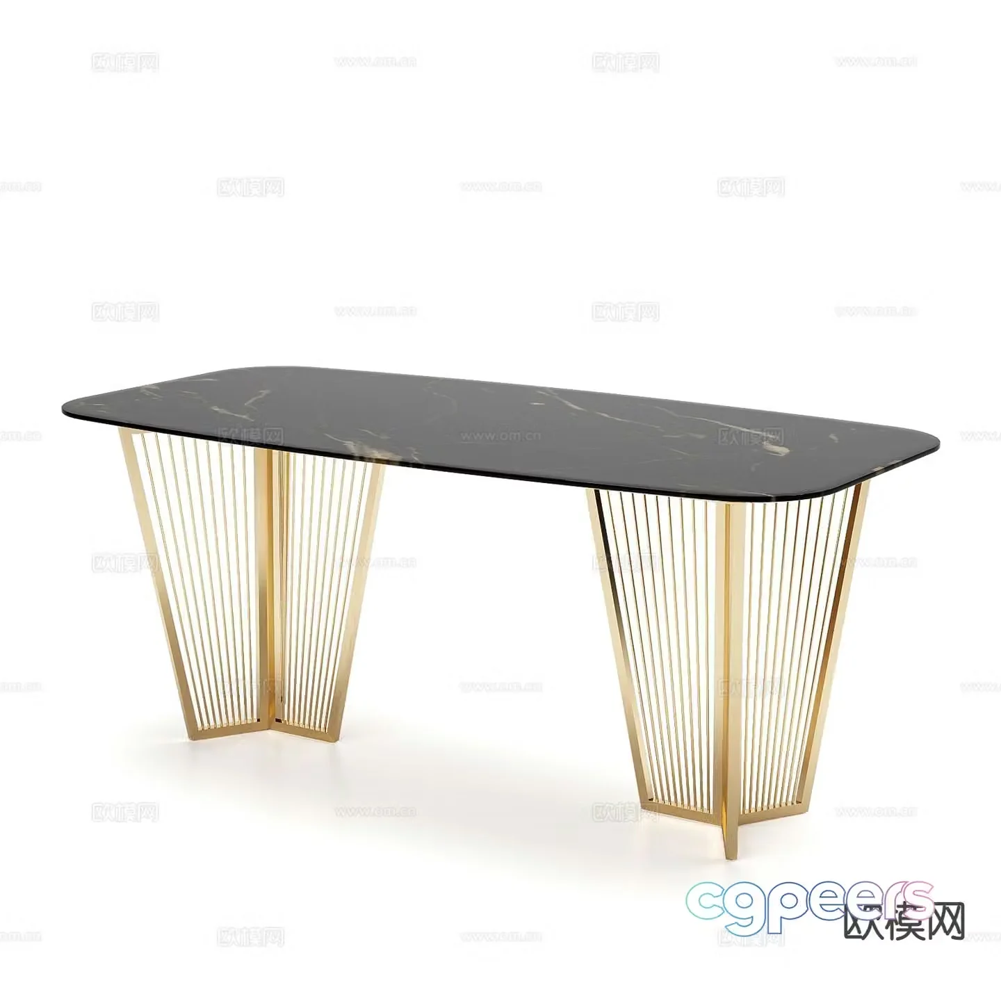 Italian slate dining table 3d model