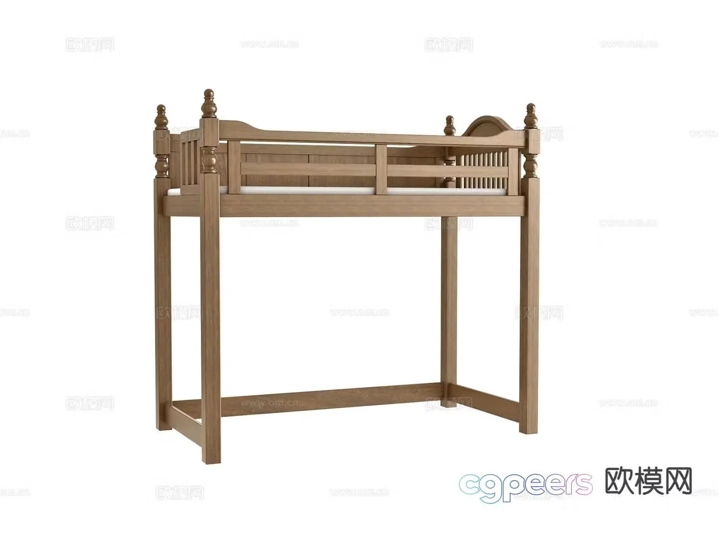 Simple European crib child bed 3d model