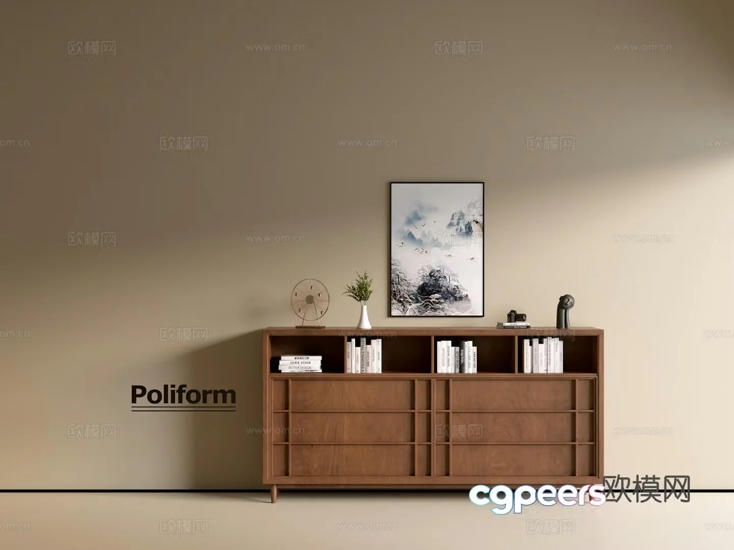 Modern wood grain cabinet ins wind minimalist wind cabinet whole cabinet sideboard balcony cabinet storage 3D model